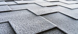 asphalt shingles with frost on them
